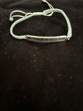 Mint Braided Cord Bracelet with Silver Bar